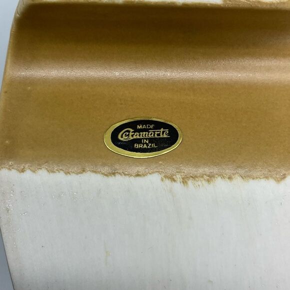 Vintage Ceramarte Brazil Brown Boot Floral Embossed Coffee Tea Mug - Picture 10 of 13